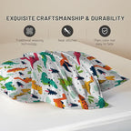 Imitation Silk Pillow Case for Hair and Skin Cute Cartoon Dinosaur Queen Size 1 Pack Satin Pillow Cases with Zipper Super Soft Pillow Cover for Women Bed Sleeping, 20x30 Inches