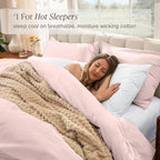 Bare Home 100% Organic Cotton Extra Long Duvet Cover Set - Crisp Percale Weave - Lightweight & Breathable - Cooling Duvet Cover Set (Twin/Twin XL, Dusty Pink)