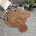 Cute Area Rugs for Bedroom Aesthetic 3 x 3 Feet Kawaii Cartoon Bear Carpet Kids Rug for Nursery Toddler Teen Girls Room Home Decor Soft Shag Fluffy Faux Rabbit Fur Rug with Suede Backing