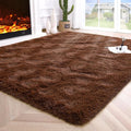 Noahas Fluffy Brown Area Rugs for Bedroom Living Room,4x5.3 Feet Thick Shag Throw Floor Carpet,Soft Shaggy Non-Slip Plush Dorm Nursery Kids Rug Home Decor Aesthetic