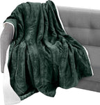 Elegant Comfort Throw Blanket, Reversible Sherpa Flannel, Ultra-Soft, Fuzzy, Cozy and Plush- All Season Lightweight Decorative Throw, 50 x 60 inches, Solid Sherpa Throw, Hunter Green