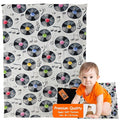 Dear Baby Gear - Soft Reversible Baby Blankets, Newborn Essentials, Baby Blanket for Boys & Girls, Toddler Blankets, Watercolor Vinyl Colorful Records with Music Notes, Black Minky Dot, 40"x30"