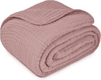 Comfy Cubs Muslin Blanket for Adults Queen 90" x 90" - 6 Layer Soft, Breathable & Lightweight Muslin Adult Blanket - Machine Washable & Designed in The US Bedding for All Seasons - Mauve