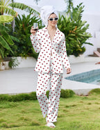 Ekouaer Pajamas For Women Set Silk Pjs 2 Piece Satin Sleepwear Long Sleeve Button Down Lounge Sets With Pant