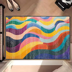 Area Rug 2x3 ft Rug Washable Boho Rugs Non Slip Low Pile Floral Small Carpet for Bedroom, Bedside, Kids Room, Office, Dining Room (Rainbow Pattern, 2x3 ft)