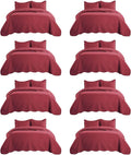 IR Imperial Rooms 8 Pack Quilt King Size Bedding (106" x 96") - Bulk Wholesale for Hotels, Guest Bedroom & Airbnbs - Lightweight Microfiber Reversible Embossed Quilts Bedspread (Burgundy)