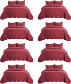 IR Imperial Rooms 8 Pack Quilt King Size Bedding (106" x 96") - Bulk Wholesale for Hotels, Guest Bedroom & Airbnbs - Lightweight Microfiber Reversible Embossed Quilts Bedspread (Burgundy)
