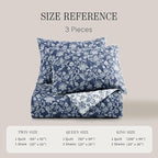 BLOOMHAVEN Quilt Set King Size, Oxford Blue Floral Quilt Sets, Reversible Bedspread Lightweight and Breathable for All Seasons, Soft Quilted Bedspread with 2 Pillow Shams