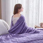 NEWCOSPLAY Super Soft Queen Blanket Lavender Premium Silky Flannel Fleece 3D Heart Checkered Lightweight Bed Blanket All Season Use (Lavender Heart, Queen(90"x90"))