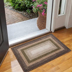 RUGSREAL Entry Rug 2x3 Small Area Rug Machine Washable Bedroom Carpet Non Slip Bathroom Mat Stain Resistant Kitchen Area Rug Farmhouse Carpet Modern Rustic Rug for Living Room Dining Room, Moss/Brown
