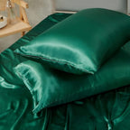 Blackish Green King Size Satin Pillowcase Set of 2 for Hair and Skin,Blackish Green Silk Pillowcase Breathable Pillowcase with Envelope Closure