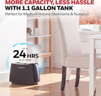 Honeywell Cool Moisture Humidifier For Bedroom, Medium Rooms, 1.1 Gallon, Invisible Moisture Humidifier for Baby, Kids, Quiet, Easy to Clean, UV Technology, Black, HCM350B
