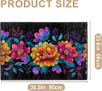 Flower Area Rug 2x3 ft Entry Rug Washable Boho Rugs Non Slip Low Pile Floral Door Mat Small Carpet for Bedroom, Bedside, Kids Room, Office, Dining Room