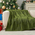 Amélie Home Knit Throw Blanket, Soft Chenille Cozy Breathable Checkered Chunky Decorative Blanket for Couch, Bed & Sofa, French-Inspired Lightweight Warm Gift for Women, Olive Green, 50"x60"