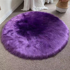 Lifup Soft Round Shaggy Rug, Faux Fur Area Rug, Fluffy Plush Carpets Circle Rugs for Living Room Fuzzy Rugs for Bedroom Under Dining Table Home Office Decor Purple 1.8x1.8 Feet