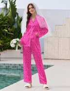 Ekouaer Pajamas For Women Set Silk Pjs 2 Piece Satin Sleepwear Long Sleeve Button Down Lounge Sets With Pant