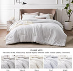 Bedsure Full Comforter Set - Grayish White Soft Bedding for All Seasons, Cationic Dyed Bed Set, 3 Pieces, 1 Full Size Comforter (82"x86") and 2 Pillow Shams (20"x26"+2")