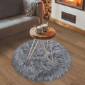 Grey Round Rugs for Bedroom, Fluffy Circle Rug 2 2 Feet for Kids Room, Furry Carpet for Teen Girls Room, Non-Slip Shaggy Circular Rug Plush Rug