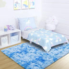 Noahas 5x8 Fluffy Rainbow Rug for Girls Bedroom,Soft Blue Tie-Dyed Kids Room Rug,Shaggy Area Rugs for Living Room,Fuzzy Colorful Playroom Nursery Rugs Room Decor