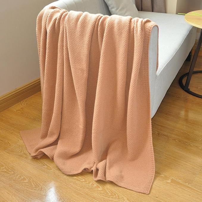 Khaki Waffle Texture Throw Blanket for Couch,Soft Cozy Cable Knit Throw for Bed Sofa Chair Living Room,Lightweight Warm Maximalist Decor Christmas Blanket,50"x60" (cr-A02)