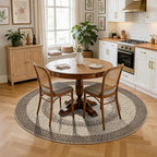Modern Bordered Round Area Rug 4ft Washable Bedroom Circle Rugs Non Slip Stain Resistant Dining Room Round Throw Carpet Contemporary Circle Mats for Living Room Kitchen Nursery, Camel