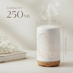 Earnest Living Essential Oil Diffuser White Ceramic Diffuser 250 ml Timers Night Lights and Auto Off Function Home Office Humidifier Aromatherapy Diffusers for Essential Oils