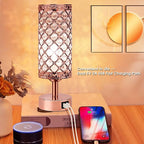 UBright Touch Control Crystal Table Lamp 3 Way Dimmable Decorative Bedside Nightstand Lamp with 2 USB Charging Ports Small Touch Light for Living Room Bedroom Home 2 Pack (Bulb Included) (Rose gold)