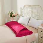 Wine Red Satin Pillowcases Body Pillow for Hair and Skin,Wine Red Body Pillow Silk Pillowcase with Envelope Closure Princess Room Decoration