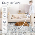 XLUEZ Area Rug 6x9 Living Room Rug, Machine Washable Vintage Distressed Boho Area Rug Non-Slip Soft Low Pile Large Indoor Rugs for Bedroom Kitchen Dining Room Office(Light Blue,6'x9')