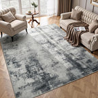 CRYPTOLITE Living Room Rug Washable Abstract Rugs with Non-Slip Backing Low Pile Area Rug for Living Room, Bedroom, Dining Room, 6x9, Grey