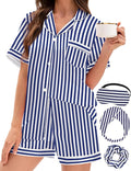 EPLAZA Silk Pajamas for Women Satin Pajamas Set 5 Pcs Long Sleeve Print Pattern Button Down Pjs Sleepwear Loungewear Set