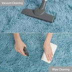 YJ.GWL Area Rugs for Living Room Bedroom, 8x10 Machine Washable Large Teal Carpet, Soft Fluffy Shaggy Thick Big Shag Indoor Floor Rug for Kids Boy and Girls Room Dorm Home Decor Aesthetic