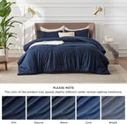 Bedsure Queen Comforter Set - Navy Soft Bedding for All Seasons, Cationic Dyed Bed Set, 3 Pieces, 1 Queen Size Comforter (90"x90") and 2 Pillow Shams (20"x26"+2")