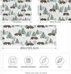 Bear Print Satin Pillowcase Queen Size, Winter Forest Silk Pillow Case with Envelope Closure, Satin Pillowcase for Hair and Skin, 20x30 inches, White, 1 PC