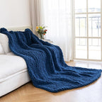 Chunky Knit Blanket - Luxury Soft Cozy 40 * 50 Throw Blanket,100% Woven Blanket Rope Knot Throw Blanket for Couch, Sofa, Home Decor, Gift - Machine Washable (Deep Blue, 40 * 50)