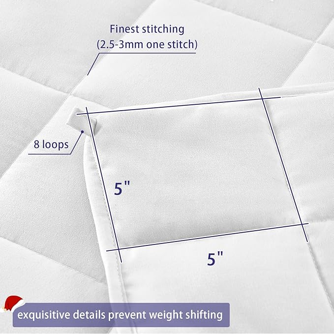 yescool Weighted Blanket for Adults (25 lbs, 88” x 104”, White) Cooling Heavy Blanket for Sleeping Perfect for 240-260 lbs, King Size Breathable Blanket with Premium Glass Bead