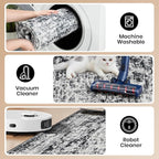 CRYPTOLITE Area Rugs for Living Room, 5x7 Washable Vintage Faux Wool Throw Bedroom Rug, Low Pile & Non-Slip Indoor Floor Carpet for Dining Room, Home Office, Kids Room, Bedside (Dark Grey)