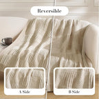 Amélie Home Knit Throw Blanket, Soft Chenille Cozy Breathable Pineapple Chunky Decorative Blanket for Couch, Bed & Sofa, French-Inspired Lightweight Warm Gift for Women, Beige, 60"x80"
