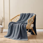 Chunky Knit Dusty Blue Throw Blanket Soft Cozy Decorative Blanket for Couch Sofa Bed Living Room,Spring Throw 60"x80"