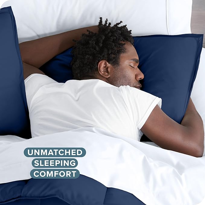 Bare Home Bedding Duvet Cover Oversized Queen Size - Premium 1800 Super Soft Collection - Lightweight, Cooling Duvet Cover - Soft Breathable (Oversized Queen, Dark Blue)