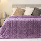 Cottonblue Jacquard Weighted Blanket 15 lbs for Adults Queen Twin Full Size, Fuzzy Sherpa Fleece Weighted Throw Blankets 60x80 in for Relax & Sleep, Cozy Heavy Bed Blankets with Glass Beads, Purple