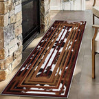 Country Farmhouse Faux Cowhide Rug, 2x7ft,Aztec Decor Western Rugs for Living Room,Southwestern Native American Tribal Washable Runner Rug,for Bedroom, Indoor Entrance, Kitchen Carpet