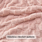 NEWCOSPLAY Super Soft Twin Blanket Pink Premium Silky Flannel Fleece 3D Checkered Lightweight Bed Blanket All Season Use (Pink Checkered, Twin(60"x80"))