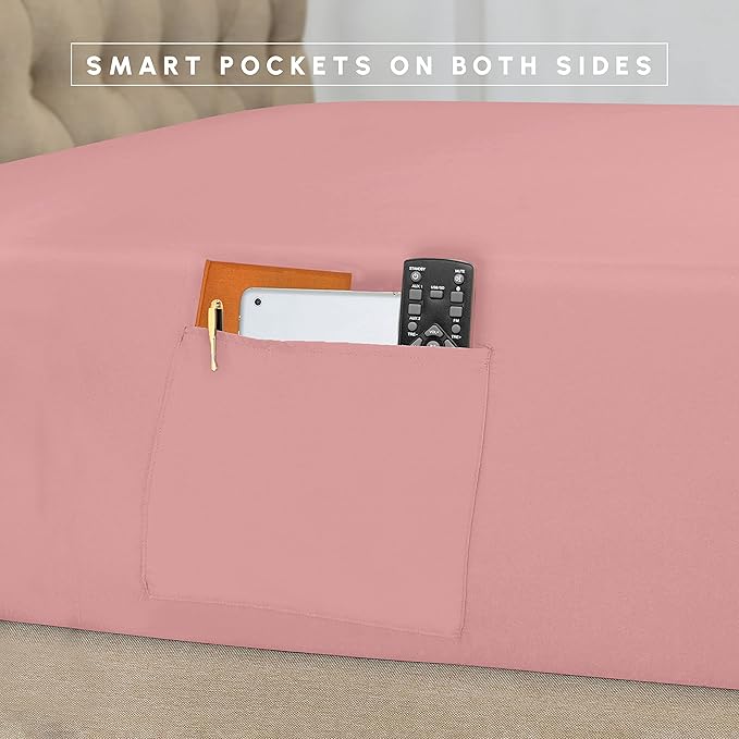 Elegant Comfort 8-Piece Pinch Pleated Comforter Set - All Season Complete Bed in a Bag, Includes 4pc Smart Sheet Set, Bed Skirt, Comforter, Matching Pillowcases and Shams, Twin/Twin XL, Dusty Rose