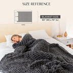 SAMIAH LUXE Chunky Knit Blanket Throw 50x70, Grey Chenille Chunky Knit Throw Blanket for Living Room Decor or Boho Decor, Thick Yarn Knitted Blankets for Couch or Bed, Cable Knitted Crochet Blankets