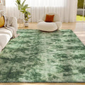 Litanika 6x9 Fluffy Shag Faux Fur Area Rug for Living Room Bedroom, Tie-Dyed Forest Green High Pile Soft Plush Shaggy Furry Bedside Playroom Dorm Carpet, Non-Slip, Non-Shedding Modern Indoor Floor Rug