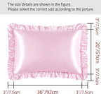 Silky Satin Ruffled Pillow Cases for Hair and Skin,Pink Silk Pillowcases King Set of 2 with Envelope Closure Princess Room Decoration