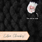 Adyrescia Chunky Knit Blanket Throw | 100% Hand Knit with Jumbo Chenille Yarn (40"x50", Raven Black)