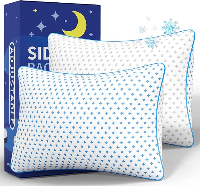King Size Pillows Set of 2 for Sleeping, Cooling Adjustable Memory Foam Pillows, Dual Fill Design Helps Maintain Shape, Breathable Washable Cover