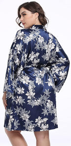 Women's Plus Size Satin Kimono Robes Short Silk Bathrobe Bridesmaid Wedding Party Nightgown Sleepwear